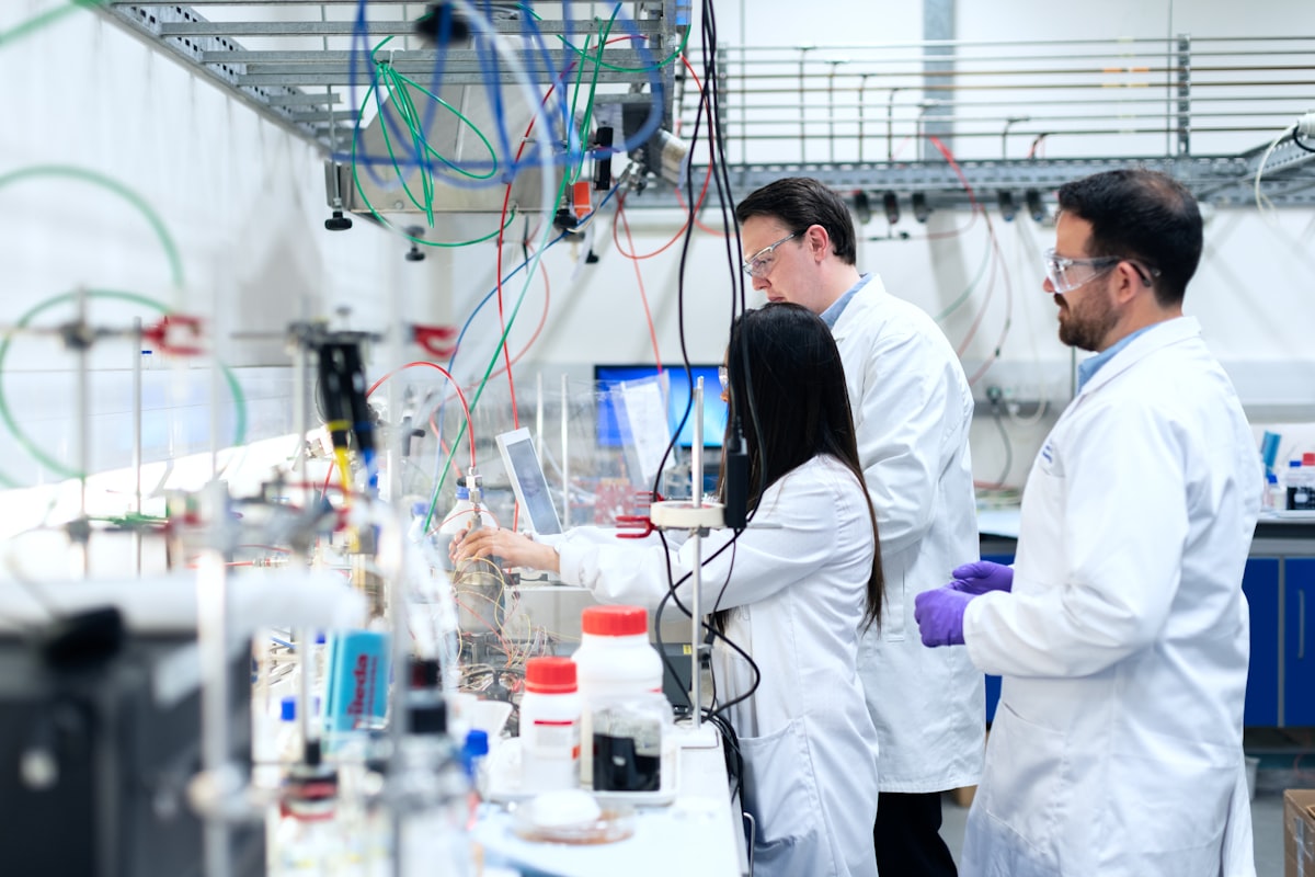 Scientist researching peptide compounds